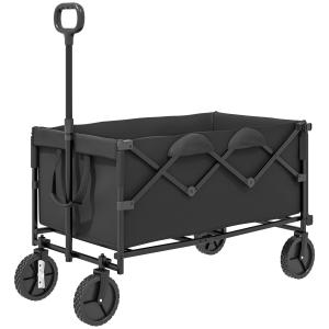 Hopfällbar Transportvagn med Avtagbar Presenning, 100 kg Lastkapacitet, Svart