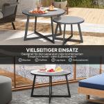 Satsbord 2-pack och Stapelbara Trädgårdsbord med X-ben och Glasplatta för Balkong Hållbar och Väderbeständig Svart och Grå Stål och Glas