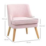 Fåtölj Relaxstol med Armstöd Rosa av Linnelook och Trä för Vardagsrum och Sovrum Vadderad Stol