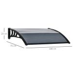 Skydd Ytterdörrstak Välvt Skärmtak Svart av Aluminium och Polykarbonat för Balkong Solskydd och Regnskydd 100 x 75 cm