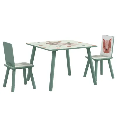 Barnbord Sittgrupp Grön av MDF och Furu för Barn 3-8 År Set