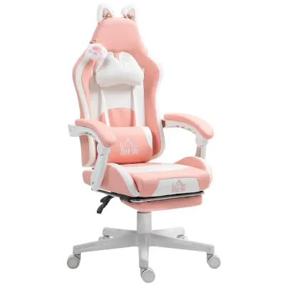 Gamingstol Gamerstol med Liggfunktion Rosa av Konstläder
