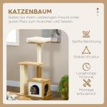 Skrapstolpe Kattträd Ek av Trä och Sisal för Små Katter Stabil Klösmöbel med Kattgrotta och Klätterträd Modern Design 114 cm