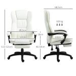 Justerbar Snurrstol med Fotstöd, Nackstöd och Massagefunktion, Konstläder, Krämvit, 68,5 x 68,5 x 113–121 cm