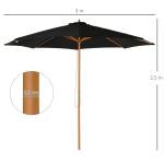 Träparasoll i Bambu-Look, Elegant Trädgårdsparasoll med Vevmekanism, Stabilt Solskydd för Terrass, Svart, 300 cm