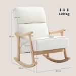 Gungstol med Sammetsklädsel och Ergonomiskt Ryggstöd, upp till 120 kg, Krämvit, 65 x 90 x 98 cm