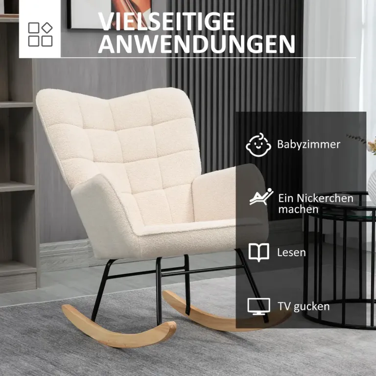Gungstol i Berberfleece Relaxstol 71 x 92 x 101 cm