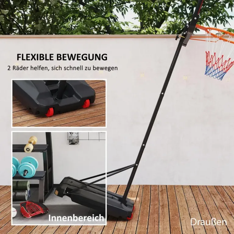 Basketkorg Basketstativ Utomhus Röd av Stål 210-260 cm