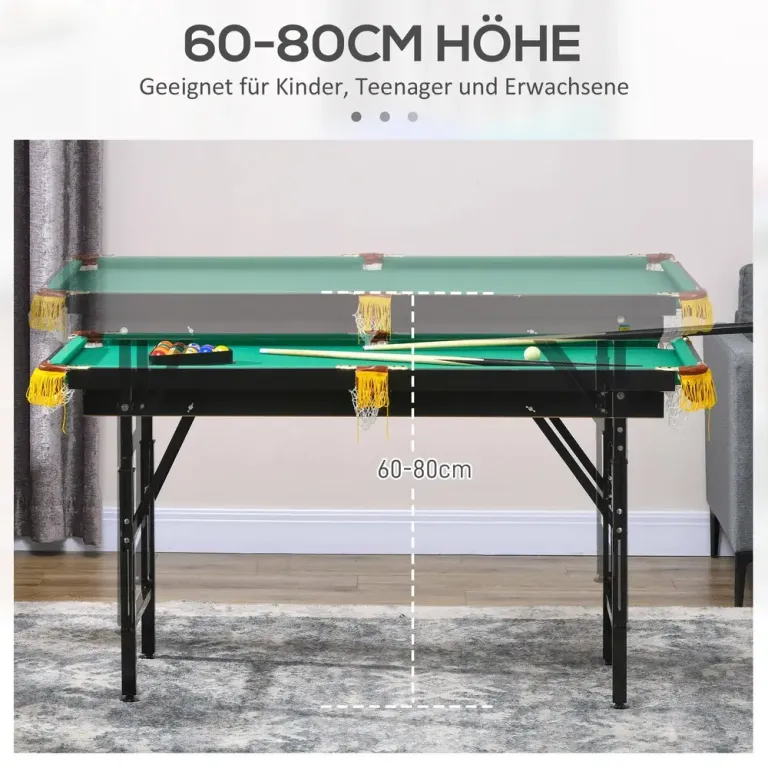 Multispelbord 2-i-1 Biljard och Bordtennis 140 cm, Grön