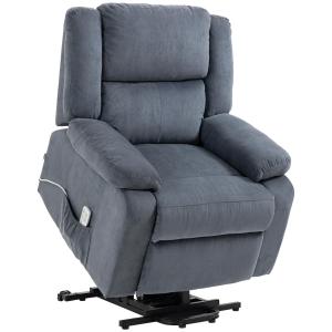 Elektrisk TV-Stol med Uppresningshjälp, Bekväm Relaxfåtölj i Sammet, Justerbar Liggfunktion med Fjärrkontroll, Grå, 92 x 93 x 105 cm