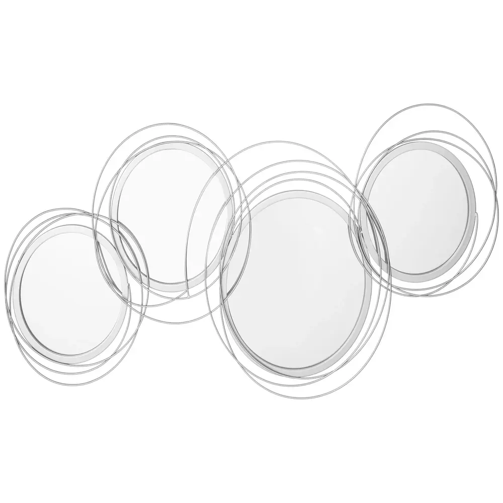 Väggdekoration Spegelset Silver av Metall och Glas Set