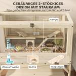 Hamsterbur 2 Våningar Naturfärgad Trä för Smådjur Stor Bur med Förvaringsfack och Tillbehör Robust Konstruktion 84 × 53 × 110 cm