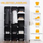 Garderob Hyllsystem Modulhylla med 11 Kuber Svart av Plast och Metall för Kläder och Leksaker DIY Förvaringsställ 111 x 47 x 183 cm