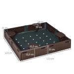 Sandlåda Leklåda Brun av HDPE för Barn 3-12 År 4-Sits med Underlag och Presenning Kvadratisk 123 x 123 x 21 cm