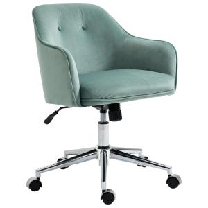 Retro Kontorsstol i Grönt Tyg, Ergonomisk Skrivbordsstol med Vippfunktion, Bekväm Arbetsstol för Hemmakontor, Grön, 120 kg