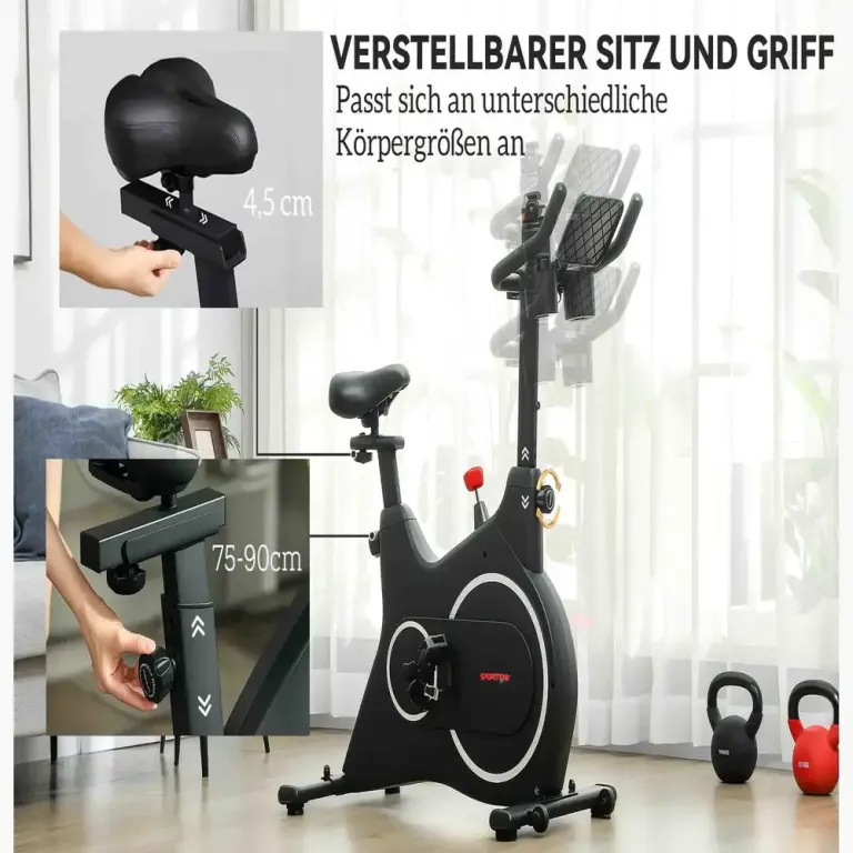 Motionscykel Träningscykel Liggande Ergometer Svart av Stål