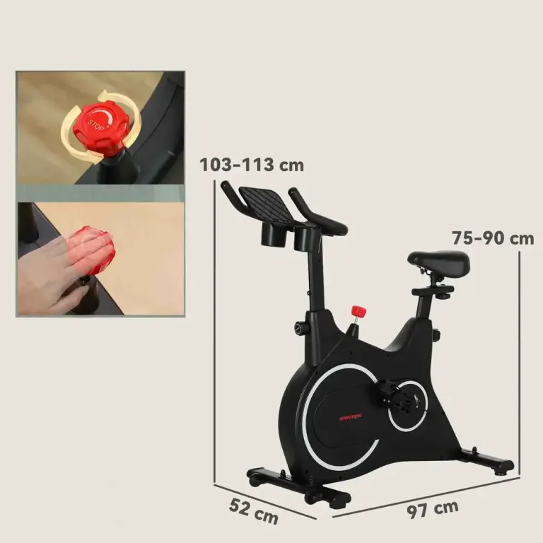 Motionscykel Träningscykel Liggande Ergometer Svart av Stål