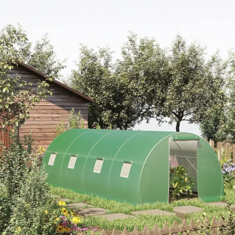 Tunnelväxthus 6x3x2 m med 8 Fönster Grön