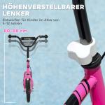 Barnskoter med Justerbart Styre, Stora Hjul, Parkeringsställ och Handbroms, 5-12 År, Rosa