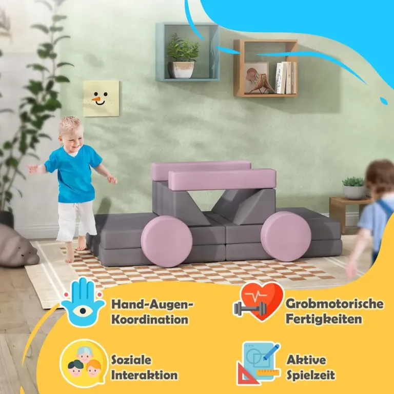Modulär Barnleksoffa 12 Delar Ljusgrå