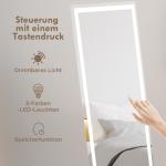 Helfigursspegel Väggspegel Vit av Glas och Metall för Sovrum med LED Belysning 3 Ljusfärger Touchknapp 40 x 150 cm