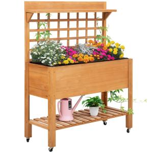 Upphöjd Säng Växtbord Blombord Gran Trädgårdsmästarbord Arbetsbord för Trädgård och Balkong 105 X 40 X 135 Cm