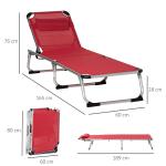 Justerbar Solsäng i Mesh, Hopfällbar Solstol med 5 Lägen, Ergonomisk Design för Trädgård och Pool, Röd, 165 x 60 x 76 cm