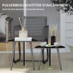 Soffbordsset om 2, Väderbeständigt Balkongbord i Stål med Geometrisk Design, Svart