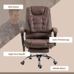 Massagekontorsstol med Ligg- och Värmefunktion, Vridbar, Ergonomisk, upp till 120 kg, Brun
