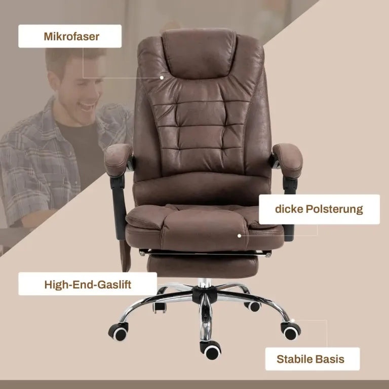 Massagekontorsstol med Ligg- och Värmefunktion Vridbar