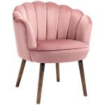 Klädd Matsalsstol i Rosa Tyg, Bekväm Kökstol med Ryggstöd och Träben, Elegant Fåtölj för Vardagsrum, Rosa, 66 x 72 x 79 cm