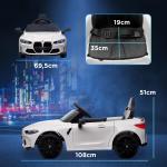 Elektrisk Barnbil BMW M4 med Ljud, Ljus och Fjärrkontroll, 3–5 km/h, för 3–5 År, Vit