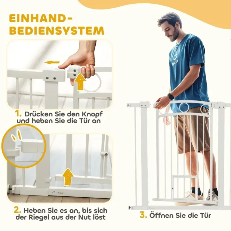 Säkerhetsgrind Trappgrind Vit av Stål för 76-104 cm