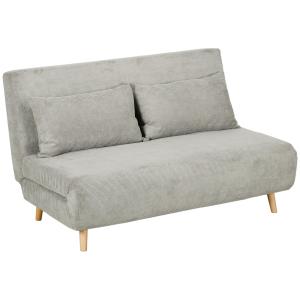 Bäddsoffa Vilstol Grå av Sammet och Trä för Vardagsrum Hopfällbar Säng med Ryggkudde och Justerbart Ryggstöd 141 x 90 x 81 cm