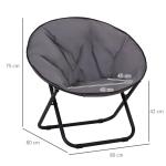 Hopfällbar Campingstol med Vaddering Bekväm Fällstol Oxford-Tyg Lättviktig för Fiske och Festival Grå 80 X 80 X 75 Cm