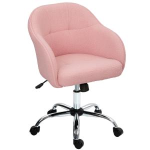 Ergonomisk Hemkontorsstol med Gungfunktion i Teddy Velvet Look, Rosa, 56x61x86 cm