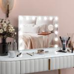 LED-sminkspegel med 3 Ljuslägen, Dimbar, Pekkontroll och USB, Vit, 58 x 48 cm