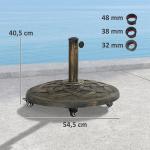 Parasollfot i Betong med Hjul Rund Design för Enkel Förflyttning Hållbar och Stabil Svart Betong för Rör 32, 38 och 48 mm