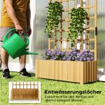 Spaljé med Blomlåda Naturfärgad Trä för Trädgård och Uteplats Växtstöd med Dräneringshål och Klättergaller Insynsskydd 90x30x180 cm