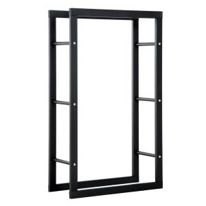 Vedställ Vedhållare 100 Kg Stål Kompakt Vedförvaring för Hemmet Svart 60 X 25 X 100 Cm