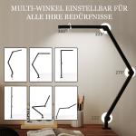 Skrivbordslampa med Klämfäste Svart Metall och Plast för Kontor LED Arbetslampa med Justerbar Arm och Ljusstyrka Ögonvänlig Belysning Modern Design