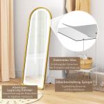 Helfigursspegel Väggspegel Guld av Glas och Aluminium för Garderob Dimbart LED Ljus med Touchknapp 47 x 146 cm