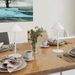 LED Bordslampa med USB-kabel, Touch Switch och Uppladdningsbar i Metall, Vit