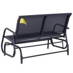 Gungstol Trädgårdsbänk Svart Metall för Trädgård och Terrass 2-Sits Parkbänk Väderbeständig och Bekväm 120 X 70 X 88 Cm