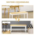 Bänk 2-Sits Bänk Vit av Furu för Matsal och Kök Lantlig Stil Lastkapacitet upp till 220 kg Robust Design 102 x 36 x 45 cm