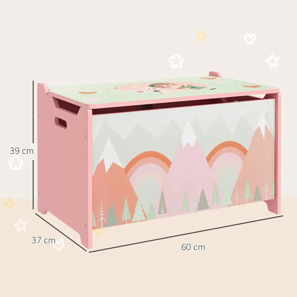 Leksakskista med Lock Rosa MDF för Barnrum 60 x 37 x 39 Cm