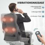 Ergonomisk Kontorsstol med Massagefunktion, Liggande Funktion och Fotstöd, Grå