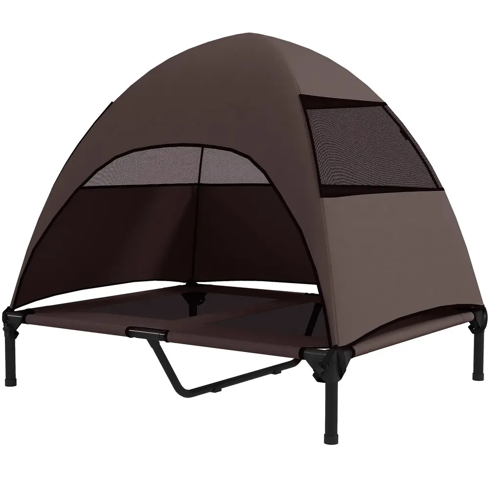 Utomhushundsäng med Tak Upphöjd Säng för Stora 91x76x90 cm