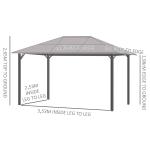 Trädgårdspaviljong med Hårt Tak, Rymligt Partytält med Myggnät och Sidoväggar, Väderbeständigt Uterum i Aluminium, Mörkgrå, 3 x 4 m