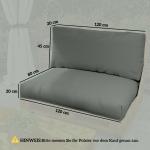 Pallkudde Palldynor Set om 2 Mörkgrå av Tyg för Europallar Utomhusdyna Sittdyna med Ryggstöd 120 x 80 x 20 cm
